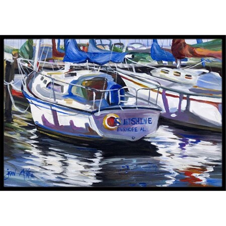 Carolines Treasures Sunshine Sailboat Indoor and Outdoor Mat- 24 x 36 in. JMK1081JMAT